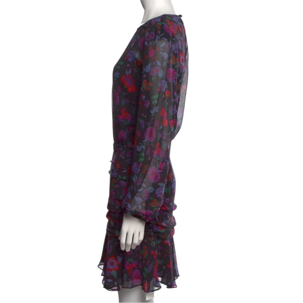 VERONICA BEARD Robin Dress 100% Silk in Black/Multi-colored Floral Size 2 - Picture 4 of 11